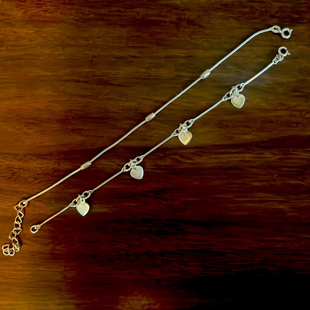 Set of 2 sterling silver layering bracelets